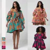 Mode afrikanska klänningar för kvinnor sommar lutande axel två bär dashiki afrika stil rik bazin tryck topp etniska kläder223s