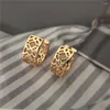 Hoop Earrings Gorgeous Gold Color Plating Filigree With Zircon Paving For Women Girl Lovely Elegant Dainty Jewelry Accessory