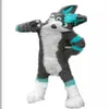 Fursuit a pelo lungo legno grigio lupo costume della mascotte Husky Halloween Natale operato vestito da partito personaggio dei cartoni animati vestito di carnevale Unis280v