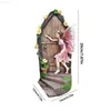 زخارف الحديقة مصغرة تمثال الباب ديكور راتنج خرافية معلقة زخرفة لحديقة الشجرة الجنية التي تطرق على الباب النحت في الهواء الطلق L230715