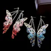 Charm Exaggerate Personnalité Boucles d'oreilles papillon colorées Femme Cristal Zircon incrusté de tempérament élégant Korean East Gate 230630