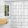 Duschvorhänge, wasserdichter Duschvorhang, Peva-Badezimmervorhänge, großer quadratischer Design-Badevorhang mit Badzubehör