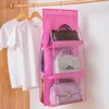 Storage Boxes Foldable Transparent Wardrobe Closet Miscellaneous Items Hanger Pocket Hanging Handbag Bag Household Goods Multi-layer