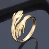 Selling High Quality Romantic Ring Fashion Adjustable Women's Gold And Silver Hug Ring
