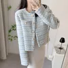 Vestes pour femmes petit parfum Style élégant recadrée Tweed veste femmes 2023 printemps perle bouton court manteau Vintage à manches longues vêtements d'extérieur