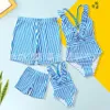 Familienübereinstimmende Outfits Sommerfamilie Matching Badeanzug Drucken gestreifte Mutter Tochter Kleidung Set Mama Daddy Baby Girl Boy Familie Look Kleidung