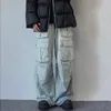 Herren Jeans Harajuku Washed Multi-Pocket Wide-Leg Cargo Pants American Street Loose Straight Hip Hop Casual Wischhose