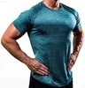 Męskie koszulki męskie koszule mięśni kulturystyka Szybka sucha koszulka z krótkim rękawem Casual Sports T-shirt jogging na zewnątrz Mężczyzn T-shirt fitness T-shirt L230715