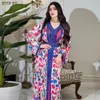 Vêtements ethniques Ramadan Marocain Caftan Moyen-Orient Arabe Dubaï Musulman Mode Abaya Robe Imprimer Diamant Ensemble Robe Jilbab Femme Musulman