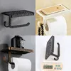 Toilet Paper Holders Bathroom Shelves Antique Bronze Carving Toilet Roll Paper Rack with Phone Shelf Wall Mounted Bathroom Paper Holder E654 230714