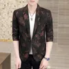 Men's Suits DYB&ZACQ Suit Summer 2023 The Leaves Of Printing Fashion Cultivate One's Morality Black Leather Jacket