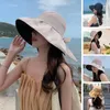 Chapeaux à bord large du chapeau de mode de mode bassin pliable bassin femme solo rythme ani-uv