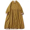 Casual jurken Lady Dress Dress Print Floral Cotton Long Sleeve Mori Girl 2023 Spring Herfst Retro Loose vrouwelijke Yoyikamomo