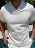 Men's T-Shirts Summer Short Sleeve Knitted Solid Polo Shirts Men Fashion Zippers Turn-down Collar Pullover Tops Casual Mens Clothes Slim Polos L230715