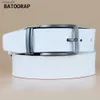 BATOOTRAP Casual Blanc Ceinture De Golf Pour Hommes En Cuir Véritable Jeans Ceinture Ceinture 33 CM Largeur Boucle Ardillon Ceintures Style De Mode ZKYYHW009 L230704