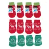 Dog Apparel 4pcs Socks Christmas Pattern Warm Skid Resistance Portable Knitted Cotton Cat For Home