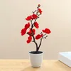Decoratieve bloemen bonsai zijden pruimen bloesems kunstmatige planten nep simulatie potten boom takken bruiloft huiskamer decoratie