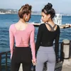 Chemises actives Femmes Mesh Gym Yoga Shirt Crop Top Manches longues / courtes Sports Workout Running T-shirt Stretchy Fitness Training Jogging
