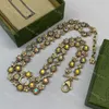 Collier de luxe Vintage Womens Designer Colliers Charme Gem Collier à deux étages Bijoux en cristal Designer Chaînes en or Bracelets Accessoires
