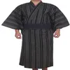 Traditionell japansk kimono män bomullskant yukata herrbadrock kimono med bälte enhetlig scenprestanda samurai clothin2213