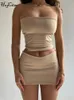 Robe en deux pièces Hugcitar Solide Souless Folds Tube tube Crop Top Jirts 2 Set Matching Fashion Streetwear Streetwear Beach Clothing Drop 230715