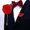 Décoratif Fleurs Couronnes Bleu Royal Homme Marié Boutonnière Soie Satin Rose Fleur Hommes Boutonnière De Mariage Partie De Bal Costume Corsag313O