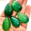 Pendant Necklaces Green Agate Stone Water Drop For Diy Jewelry Women Accessories Necklace With Stones Big Female 5pc Amulet Charms