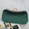 Evening Bags Green Shoulder Handbags For Women Flannel Clutch Purse Luxury Designer Party Wallets Weddings 2023 Bag