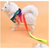 Collares para perros Correas Color del arco iris Cuerda de tracción Correa para perros Suministros para mascotas Arneses Collar Cuerdas de nylon de tracción Caminar 2 5My D2 Dr Dh3Uw