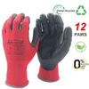 24 Stuks 12Pairs Professionele Werken Beschermende Handschoenen Mannen Bouw Vrouwen Tuin Rode Nylon Running Handschoen 211229254E