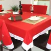 Table Cloth 132 208cm Christmas Extra Long Tablecloth Red Rectangle Non-woven Cover Chirstmas Decorations Household Supplies Covers So