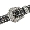New Western Cintura con borchie di diamanti Bling Cintura con strass Cowboy Cowgirl Cinto De Strass Teschio per donna Uomo Moda Ceinture Femme L230704