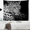 Tapeçarias Câmeras Dome O Leão no Escuro Tapeçaria Parede Pendurado Leopardo Branco na Noite Escura Impressão de Arte Abstrata Hippie Boêmio Decorativo R230714
