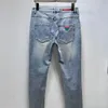 Calças jeans masculinas de luxo novas de primeira linha com estampa de lavagem esguias finas e casuais