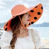 Chapeaux à large bord printemps été femme grand chapeau de seau de voyage en plein air mode pliable Dot chapeau de soleil défendre les casquettes de plage ultraviolettes