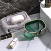 Seifenschalen, leichter Luxus-Seifenhalter für Badezimmer, Blattform, selbstentleerende Seifenschale mit Metallhalterung, Badezimmer-Zubehör 230714