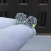 Kolczyki na stadninach InBeauut 925 Silver 4 zębowe doskonałe cięcie całkowitą ct d Color Pass Test diamentowy Blask Big Moissanite dla kobiet