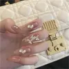 Faux ongles 24 pièces/boîte légère luxe amovible fausses ballerines pressées sur le court artificiel réutilisable entièrement couvert