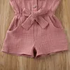 Robes de fille été enfant en bas âge enfants bébé filles robe princesse manches à volants barboteuse coton tenues combinaison combishort vêtements 6M 5Y 230714