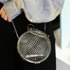 الأكياس المسائية S Metal Hollow Handbag Mini Ball Bag Women Messenger Brand Crack Party Party Women’s Wallet