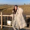 Kopa damska płaszcza brązowa damska kurtka parka w lupgy zima zagęszcza ciepła koreańska moda swobodna żeńska bąbelek puffer