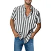 Camisas casuales de los hombres Camisa de manga corta de Hawaii Estampado de rayas 3d Moda de verano Ropa de playa para hombre Ropa de hombre Blusa de solapa Harajuku de gran tamaño