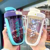 Water Flessen 1 Pcs 550 ml Draagbare Kawaii Plastic Tritan Shaker Fles Sport GYM Reizen Eiwit Drink EEN Gratis 230714