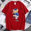 Herren T-Shirts Männer und Frauen Baseball Bär bedruckte T-Shirts Sommer Kurzarm Casual Tees Unisex Harajuku Designer Tops Übergröße