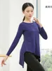 Vêtements de scène Modal Ballet Femmes Danse Solide Couleur Top Split Ourlet Asymétrique T-shirt Pratique Costume Pour Adulte Danse Danseur Vêtements