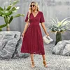 Party Kleider Elegante Frauen Schmetterling Hülse Temperament Büro Dame 2023 Sommer Mode V-ausschnitt Solide Einfache Stickerei Kleid