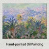 Canvas Art Claude Monet Painting Palm Trees at Bordighera Handmade Artwork Vibrant Decor for Wine Cellar