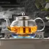 Vattenflaskor 600800 ml Värmebeständig glas Tekanna Blomma TEA SET Kettle Coffee Pot Drinkware Stainless Steel Siler 230714