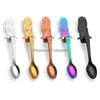 Skedar Eco Friendly Creative Coffee Spoon Cute Mermaid Handle Flatvarutrickverktyg Rostfritt stål Kök Gadget 346 Drop Delive DHQWX