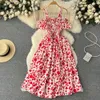 Urban Sexy Dresses Yuoomuoo Romantic Floral Print Long Summer Dres Fashion Off Shoulders Straps Vacation Beach Korean Party Vestidos 230714